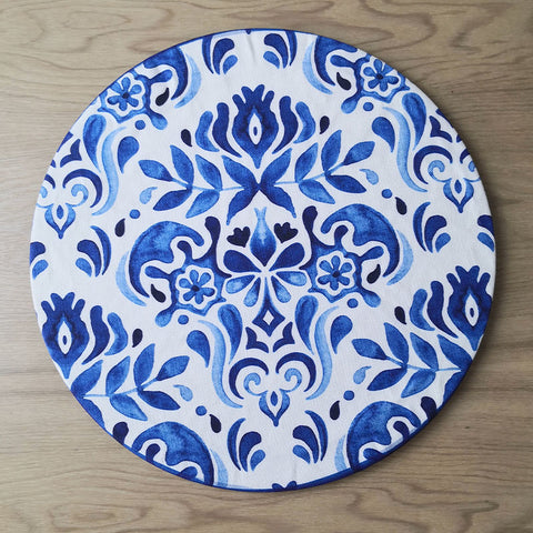 Forro poliéster Damasco azul