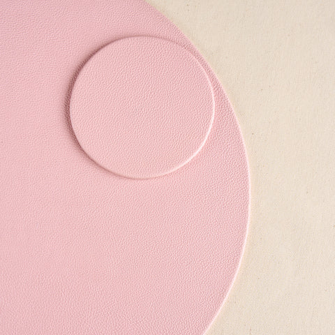 Individual + portavaso cuero sintético Perla rosa