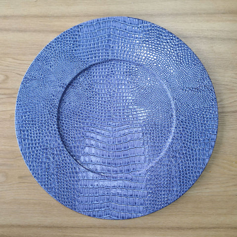 Plato base + portavaso cuero sintético Viena azul