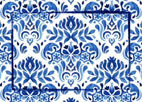 Individual impermeable Damasco azul
