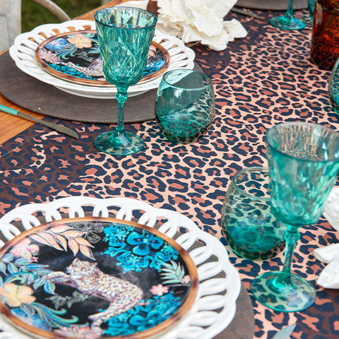 Camino de mesa Leopardo café