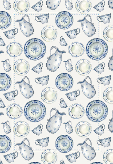 Paño de cocina Vajilla azul (set x 2)