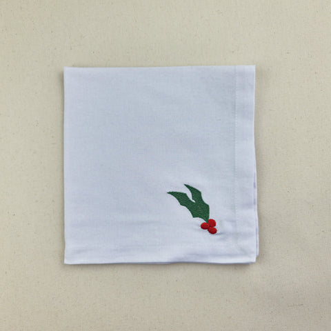 Servilleta lino blanco Muérdago