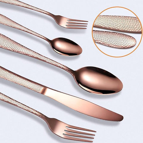 Cubiertos Rose gold martillado (Set x 6)