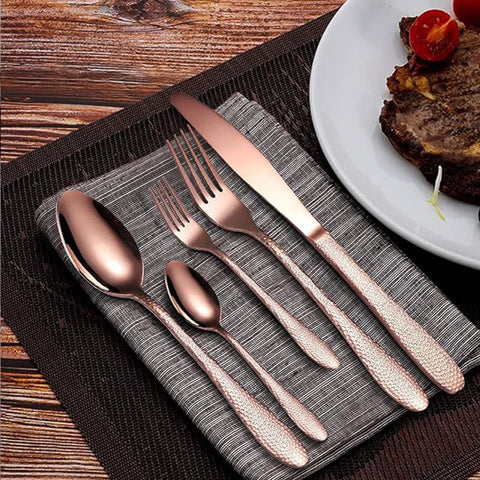 Cubiertos Rose gold martillado (Set x 6)