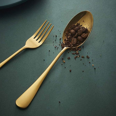 Cubiertos Dorado brillante punta redonda (Set x 4)