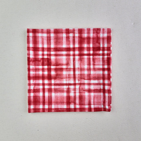 Servilleta Cuadrícula acuarela roja (und)